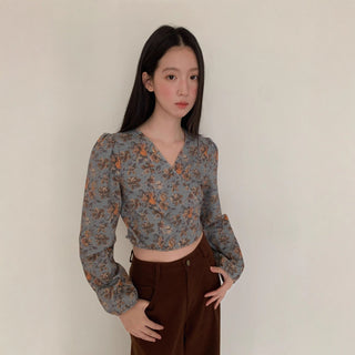 floral V-neck Top