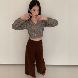 floral V-neck Top