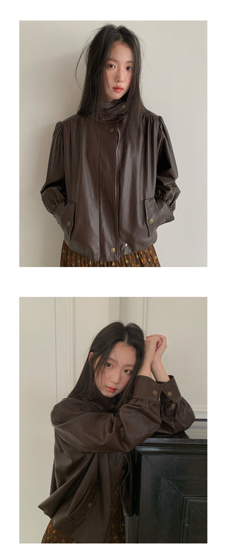 pu leather coat