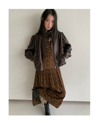 pleated sling dress