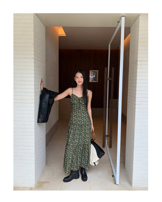 pleated sling dress