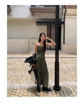 pleated sling dress