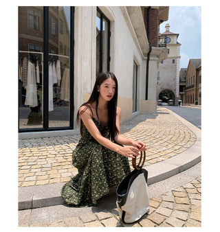 pleated sling dress