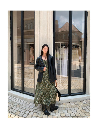 pleated sling dress