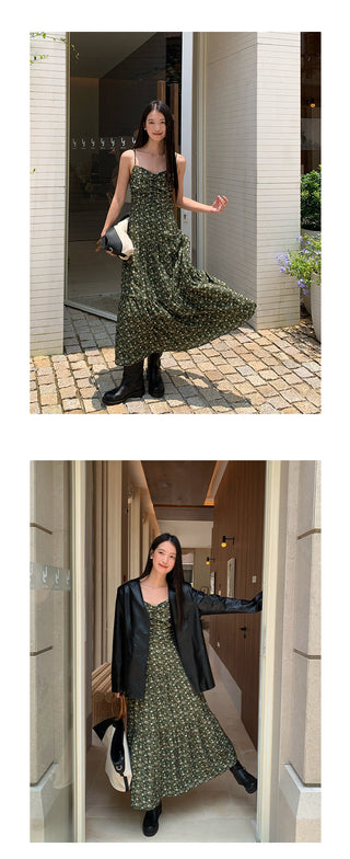 pleated sling dress