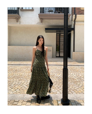 pleated sling dress