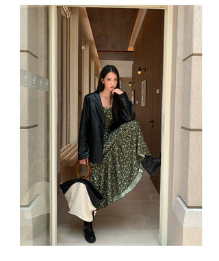 pleated sling dress