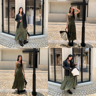pleated sling dress