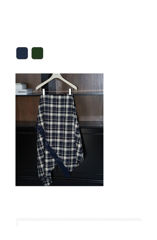 asymmetric plaid skirt