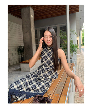 asymmetric plaid skirt