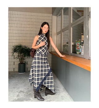 asymmetric plaid skirt
