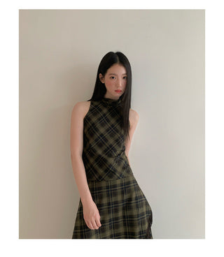 asymmetric plaid skirt
