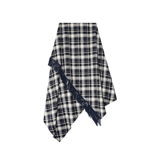 asymmetric plaid skirt