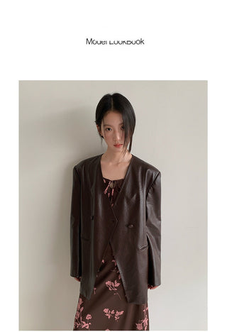 simple leather coat