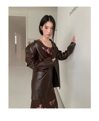 simple leather coat