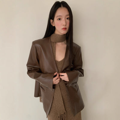 simple leather coat