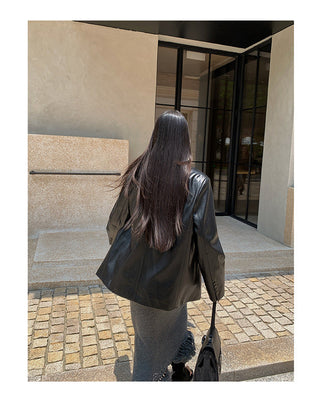 simple leather coat