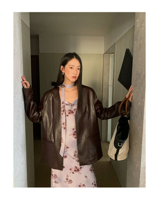 simple leather coat