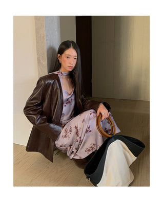 simple leather coat