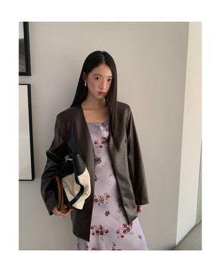 simple leather coat