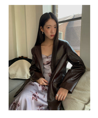 simple leather coat