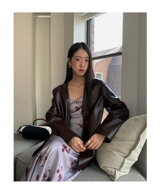 simple leather coat