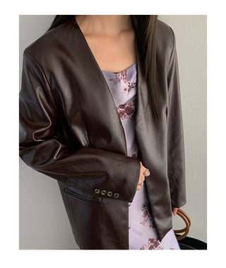 simple leather coat