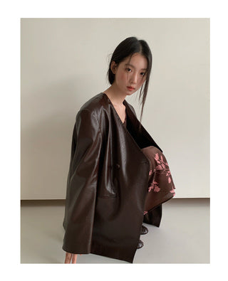 simple leather coat