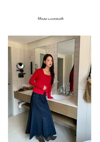 denim sheath skirt