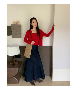 denim sheath skirt