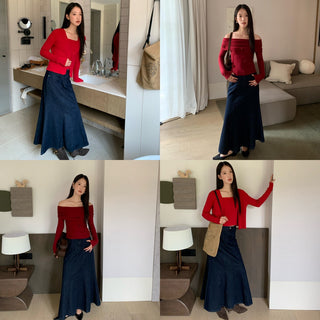 denim sheath skirt