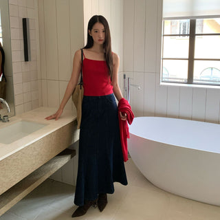 denim sheath skirt