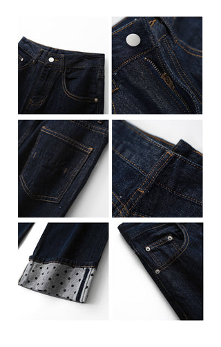 curling design jeans