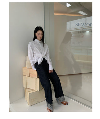 curling design jeans