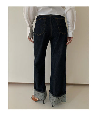 curling design jeans