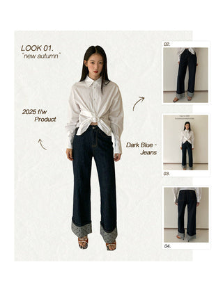 curling design jeans