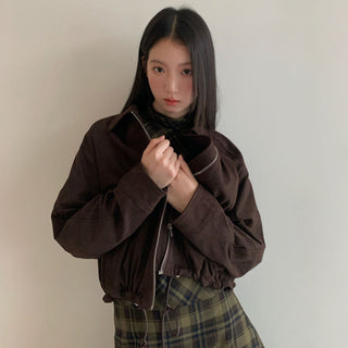 zipper lapel coat