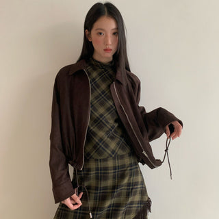 zipper lapel coat