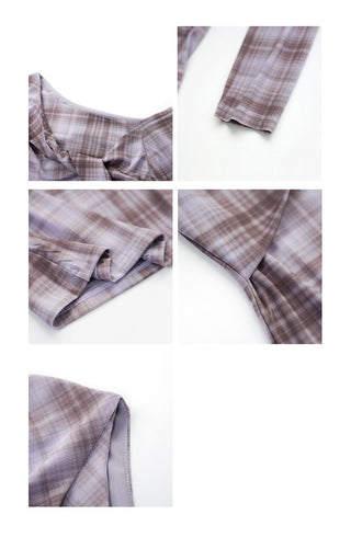 twisted plaid Top