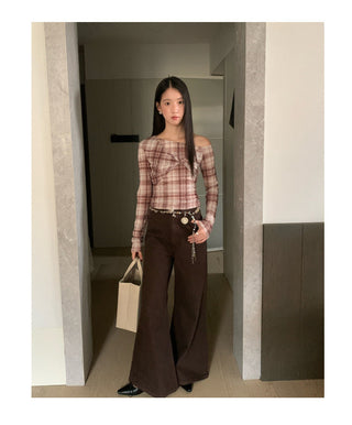 twisted plaid Top