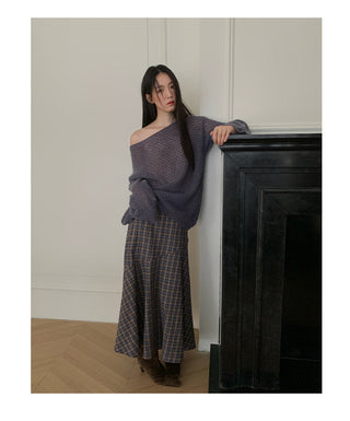 contrast check skirt