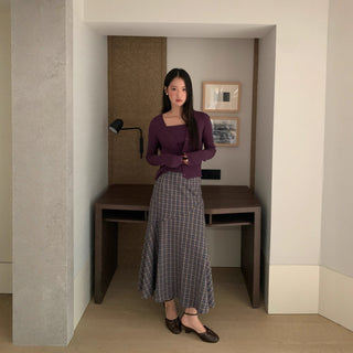 contrast check skirt