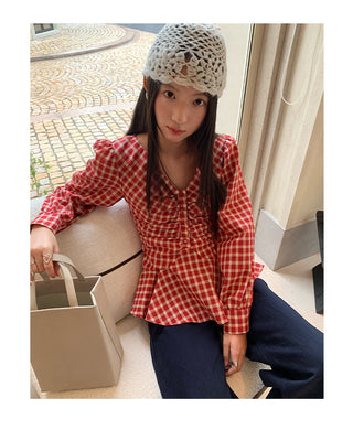 ruffled plaid Top