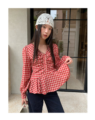 ruffled plaid Top