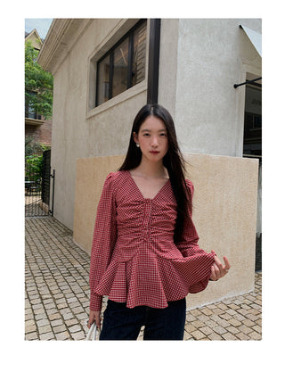 ruffled plaid Top