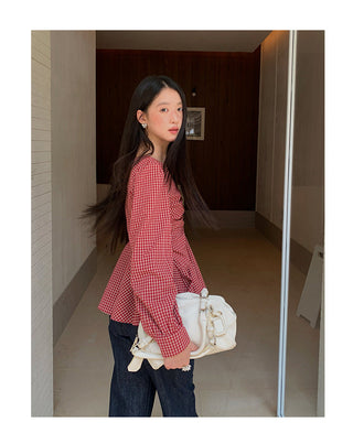 ruffled plaid Top