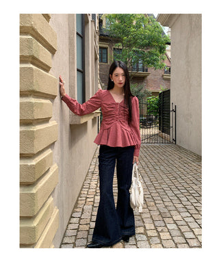ruffled plaid Top
