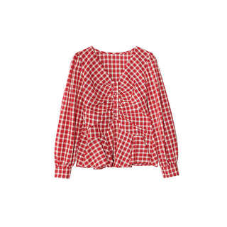 ruffled plaid Top