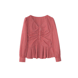 ruffled plaid Top