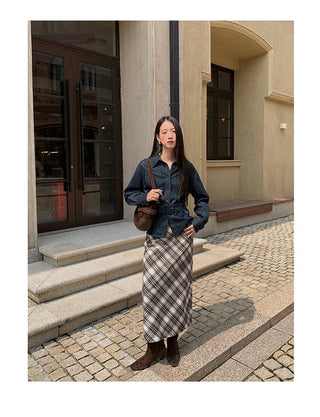 plaid straight skirt